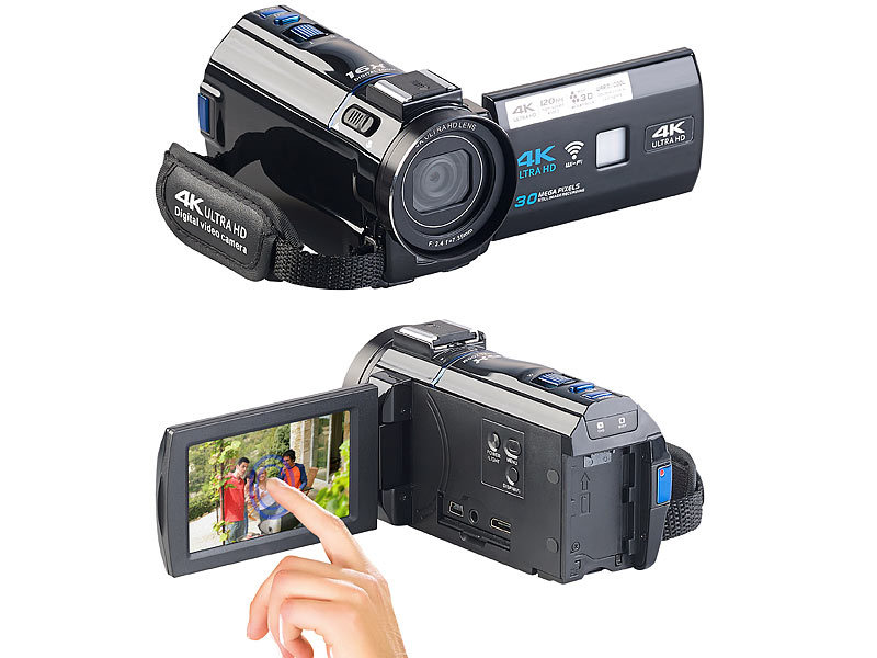 ; Wasserdichte UHD-Action-Cams mit Webcam-Funktion, Dreibein Kamera Stative 
