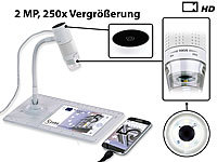Somikon Digitales Mikroskop mit HD-Kamera und Ständer, 2 MP, 250x Vergrößerung