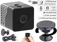 Somikon Mobile Mini-HD-Überwachungskamera mit Bewegungssensor, 1 Jahr Stand-by