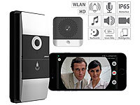 Somikon WLAN-Video-Türklingel mit App, Klingelempfänger, 180° Bildwinkel, Akku; Video-Türsprechanlagen Video-Türsprechanlagen Video-Türsprechanlagen 