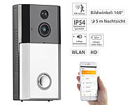 Somikon WLAN-HD-Video-Türklingel mit App, Gegensprechen, 160° Bildwinkel, IP54