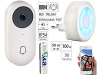 Somikon HD-Video-Funk-Türklingel mit App, Gegensprechen, 156°-Bildwinkel, Akku; Video-Türsprechanlagen Video-Türsprechanlagen Video-Türsprechanlagen 