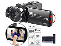 Somikon 4K-UHD-Camcorder mit Sony-Sensor, Touch-Display, HD mit 120 B./Sek.; UHD-Action-Cams UHD-Action-Cams UHD-Action-Cams 