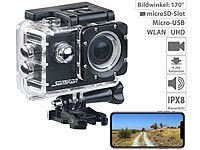 Somikon UHD-Action-Cam DV-3717 mit WLAN, Sony-Bildsensor und App, IPX8; UHD-Action-Cams 