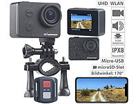 Somikon UHD-Action-Cam mit WLAN, Sony-Sensor, wasserdicht ohne Gehäuse, IPX8; WLAN-Video-Türklingeln mit Bewegungsmelder und App-Kontrolle, UHD-Action-Cams mit GPS und WLAN, wasserdicht WLAN-Video-Türklingeln mit Bewegungsmelder und App-Kontrolle, UHD-Action-Cams mit GPS und WLAN, wasserdicht 