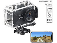 Somikon 4K-Action-Cam mit GPS und WLAN, Unterwasser-Gehäuse mit IPX8; UHD-Action-Cams 