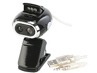 Somikon Webcam 1.3 Mega "Dual Lens" mit 3 LEDs; 4K-Webcams 