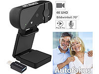 Somikon 4K-USB-Webcam mit Linsenabdeckung und USB-A-auf-USB-Typ-C-Adapter; Webcams Webcams Webcams Webcams 