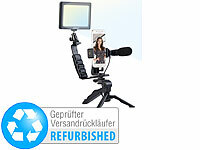 Somikon 4-teiliges Vlogging-Set mit LED-Leuchte, Mikrofon, Versandrückläufer