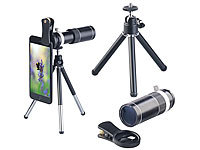 Somikon Vorsatz-Tele-Objektiv 20x für Smartphones, Aluminium-Gehäuse & Stativ