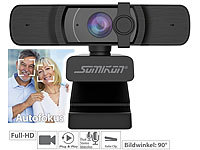 Somikon Full-HD-USB-Webcam mit Autofokus und Dual-Stereo-Mikrofon, 60 B./Sek.; 4K-Webcams 4K-Webcams 