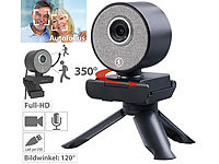 Somikon Autotracking-USB-Webcam mit Full HD, Super-WDR, 120°, Stereo-Mikrofon; Webcams 