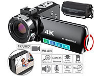 Somikon 4K-UHD-Camcorder mit 16-fachem Zoom, WLAN, Full-HD mit 60 B./Sek.; UHD-Action-Cams UHD-Action-Cams 