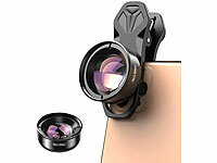 Somikon Makrolinse, Handykameraobjektiv, Aufsteck-Objektiv; Smartphone-Vorsatz-Linsen-Sets mit Weitwinkeln, Makros, Fischaugen & LED-Ringen Smartphone-Vorsatz-Linsen-Sets mit Weitwinkeln, Makros, Fischaugen & LED-Ringen Smartphone-Vorsatz-Linsen-Sets mit Weitwinkeln, Makros, Fischaugen & LED-Ringen