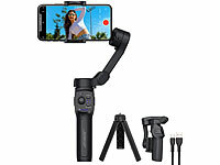 Somikon Gimbal, Selfiestick, Handy-Gimbal mit Stativ; Selfie-Sticks und Smartphone-Stative Selfie-Sticks und Smartphone-Stative Selfie-Sticks und Smartphone-Stative