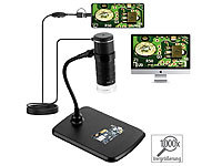 Somikon 3in1-USB-Mikroskop mit Kamera, Ständer, 1000-fach Vergrößerung, 8 LEDs