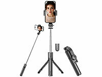 Somikon 2in1-Selfiestick, Smartphone-Stativ mit Bluetooth; LED-Ringlichter mit Smartphone-Halterung und Fernauslöser, Mini-Kamerastative LED-Ringlichter mit Smartphone-Halterung und Fernauslöser, Mini-Kamerastative LED-Ringlichter mit Smartphone-Halterung und Fernauslöser, Mini-Kamerastative